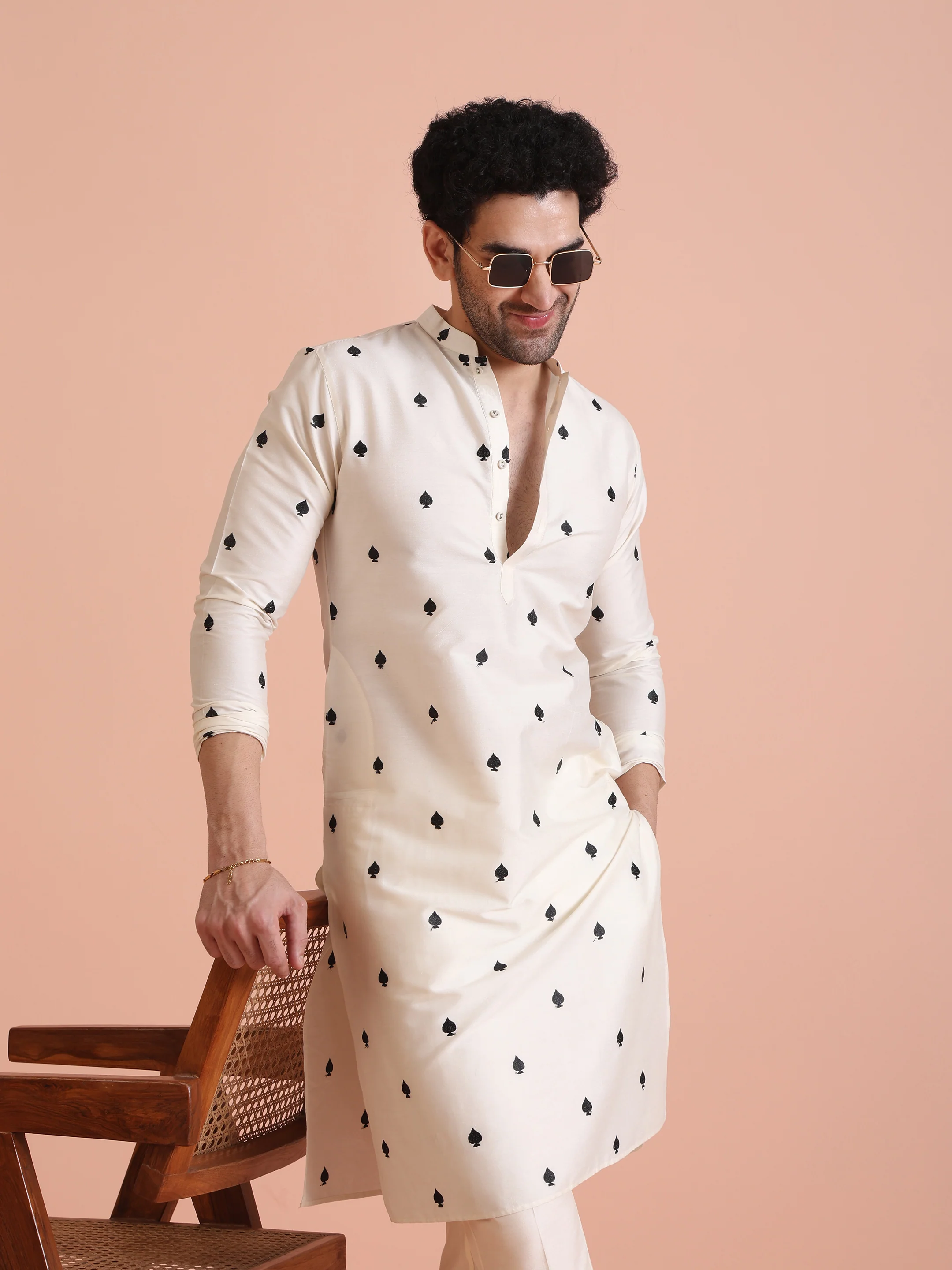 White embroidered Kurta with White Trouser - Image 8