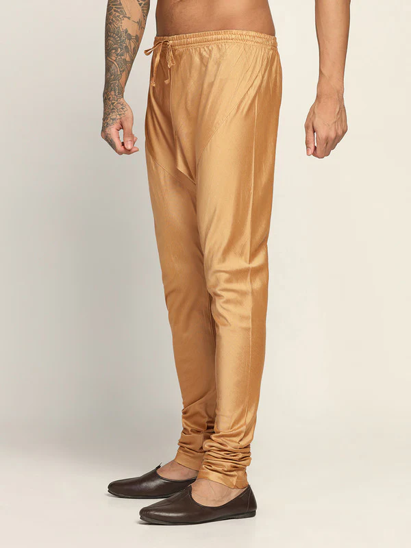 Gold Silk Blend Solid Churidar. - Image 3