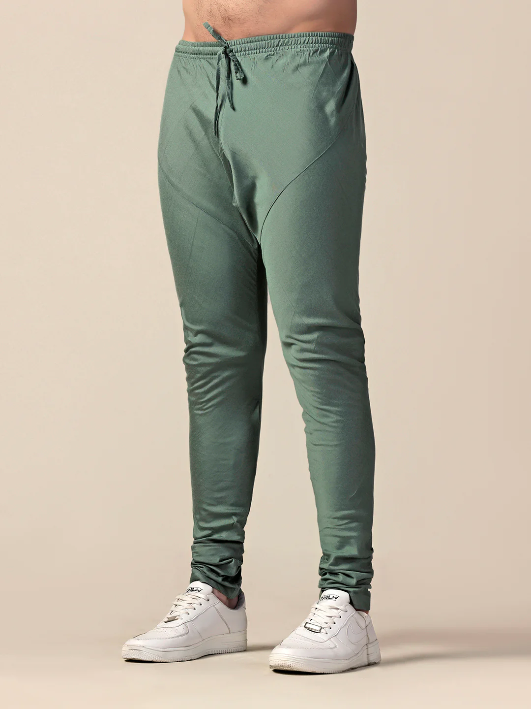 Sage Green Art Silk Solid Churidar Pajama - Image 2