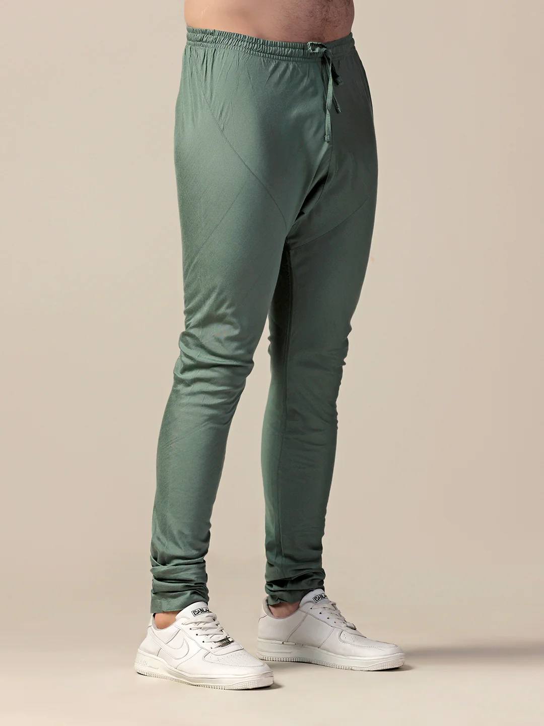 Sage Green Art Silk Solid Churidar Pajama - Image 3