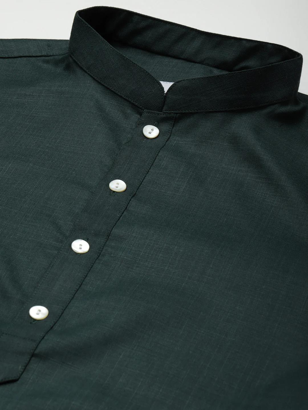 Kurta Churidar Set with Dupatta – Silk Blend Dark Green Kurta with Cream Churidar & Embroidered Black Dupatta – Wedding & Festive Outfit - Image 5