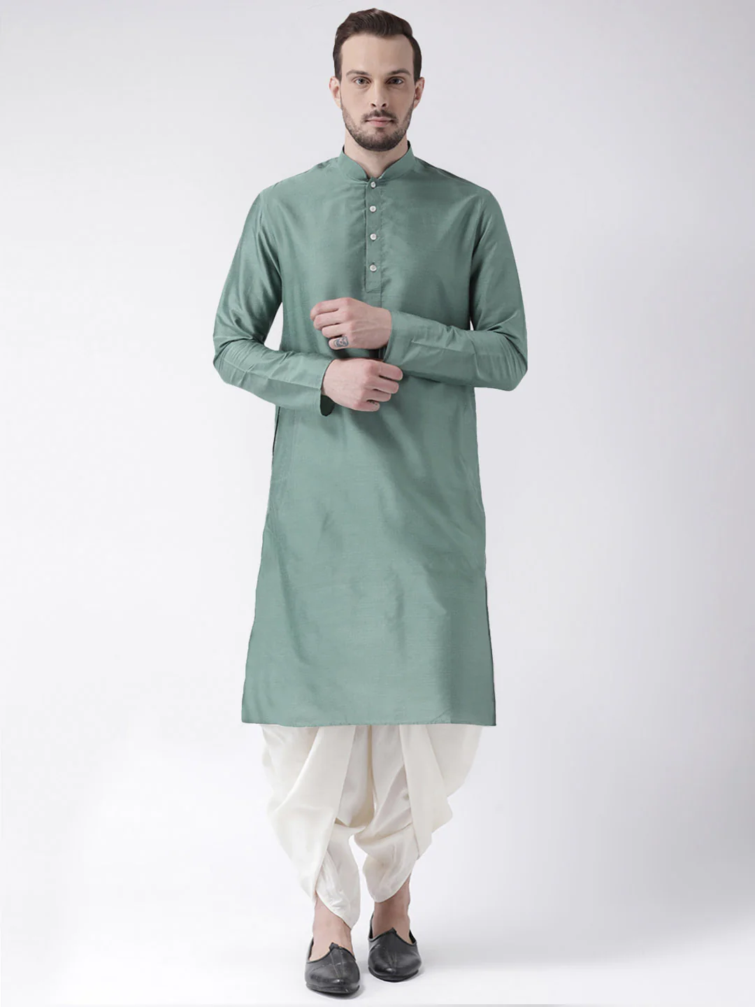 Men Green Kurta Churidar Set
