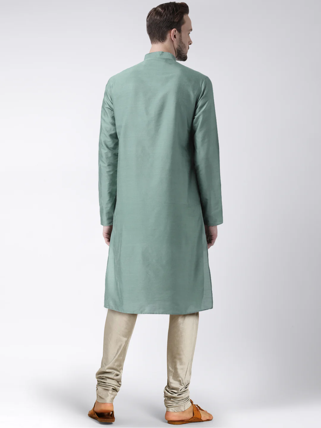 Men Green Kurta Churidar Set - Image 4