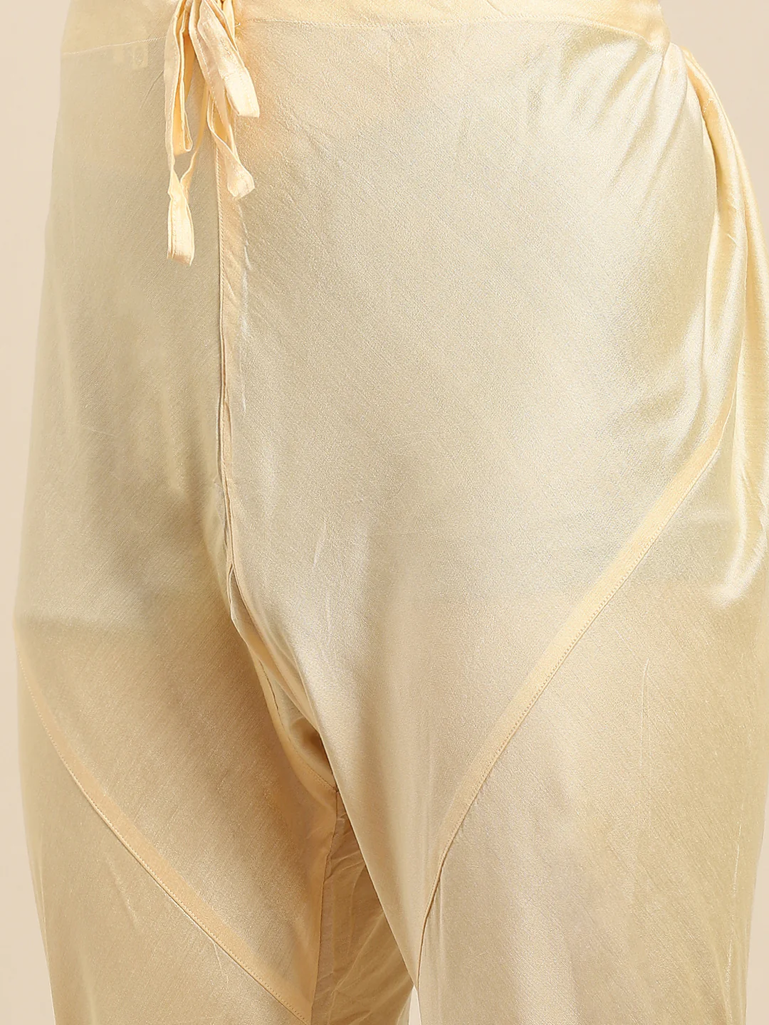 Light Green Silk Blend Kurta Set with Subtle Sheen and Beige Churidar – Festive & Wedding Ensemble - Image 5