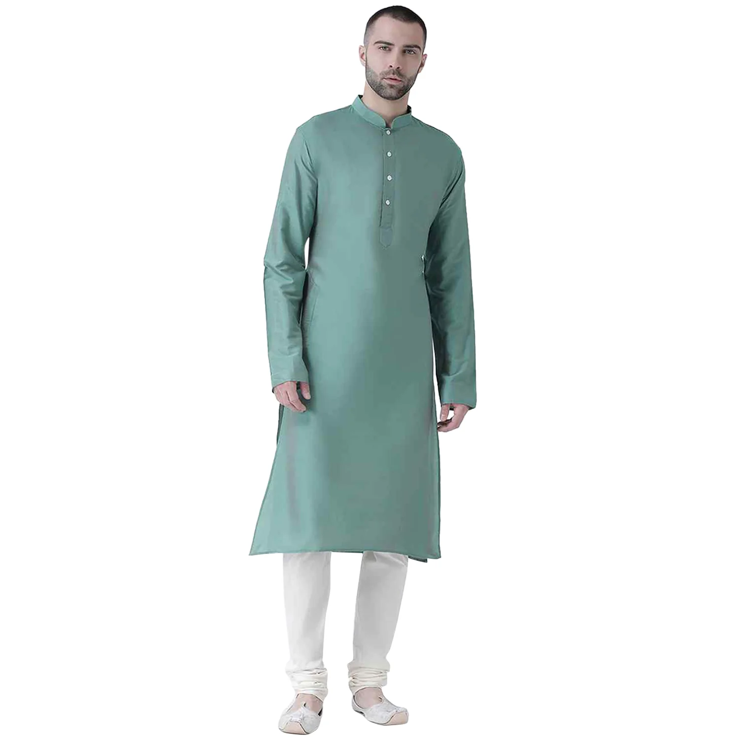 Men Green Kurta Churidar Set