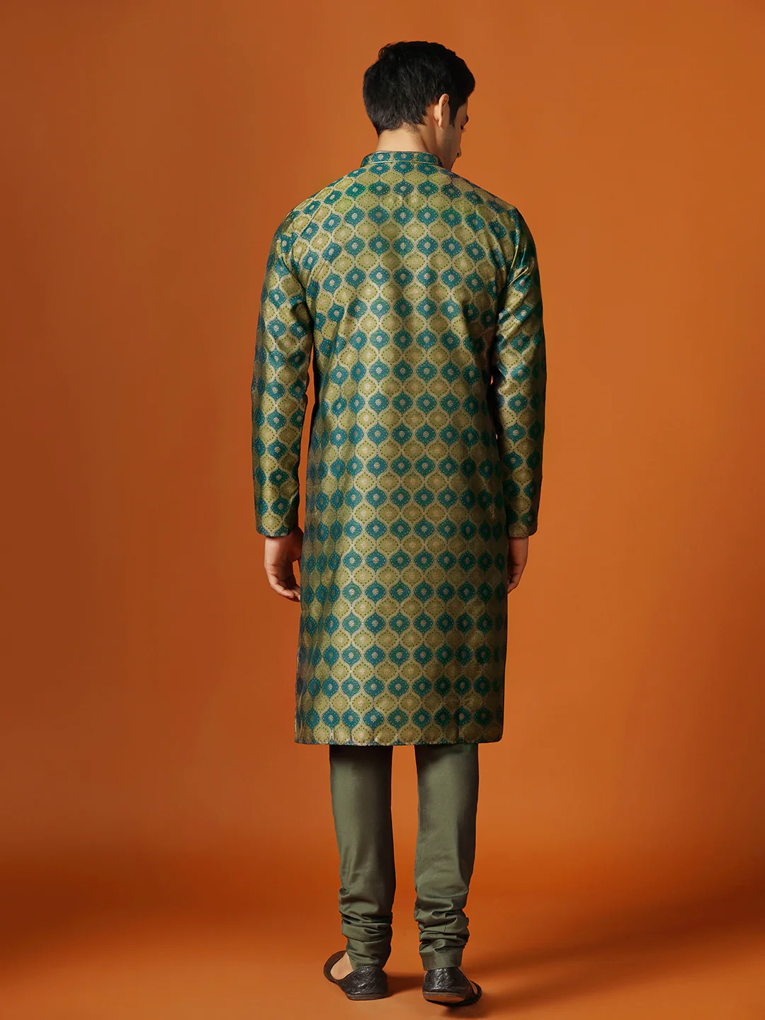 Kisah Men Green Kurta Churidar Set - Image 4