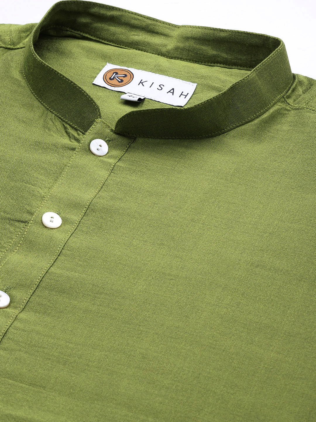 Green Solid Kurta with Cream Dhoti Set - Image 4