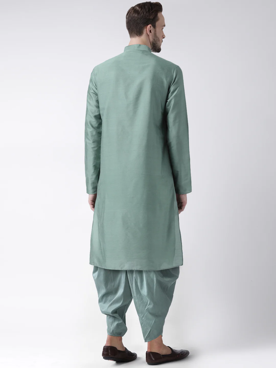 Mint Green Solid Kurta with Dhoti - Image 4