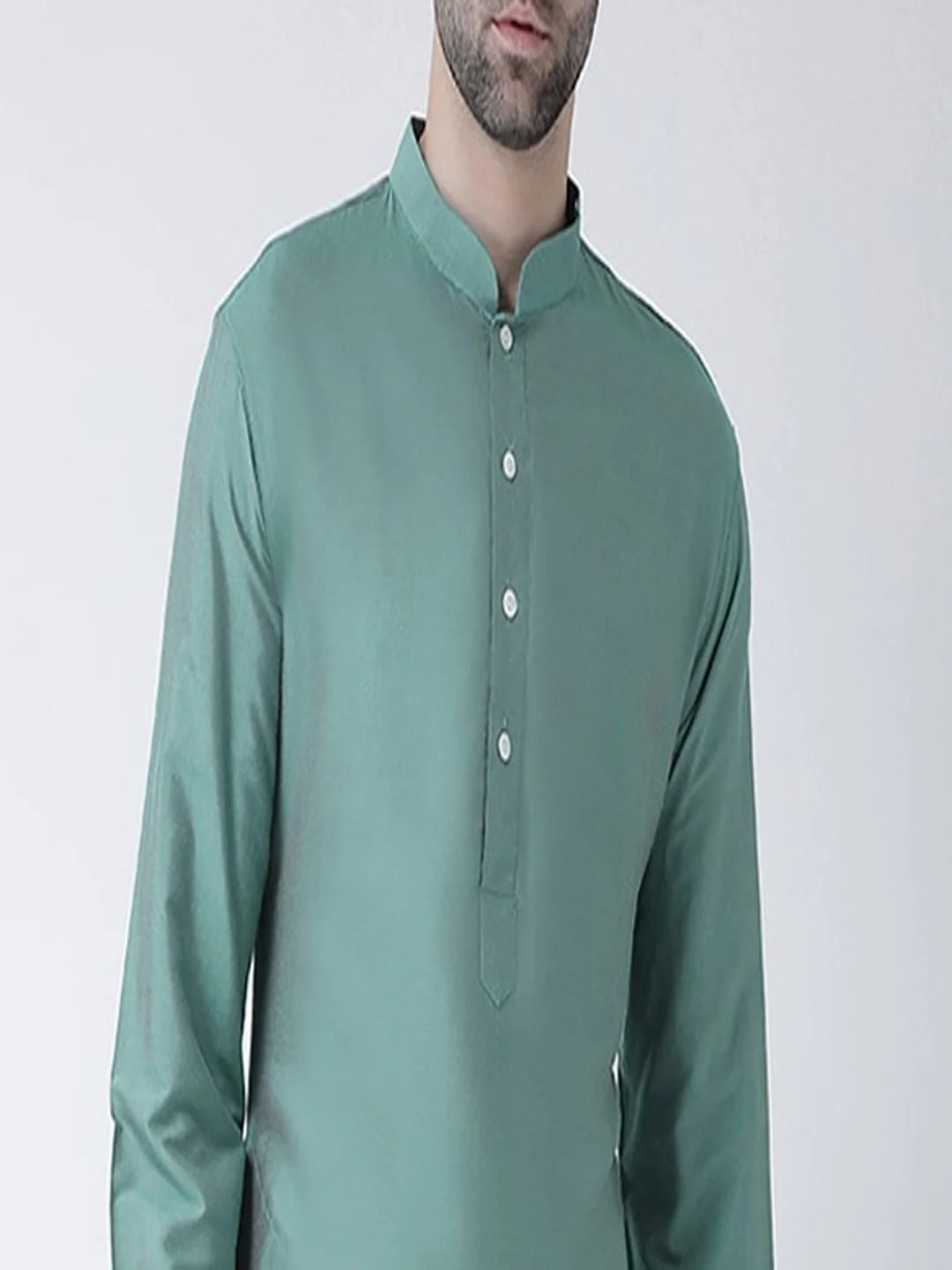 Sage Green Silk Blend Kurta with Dhoti - Image 4