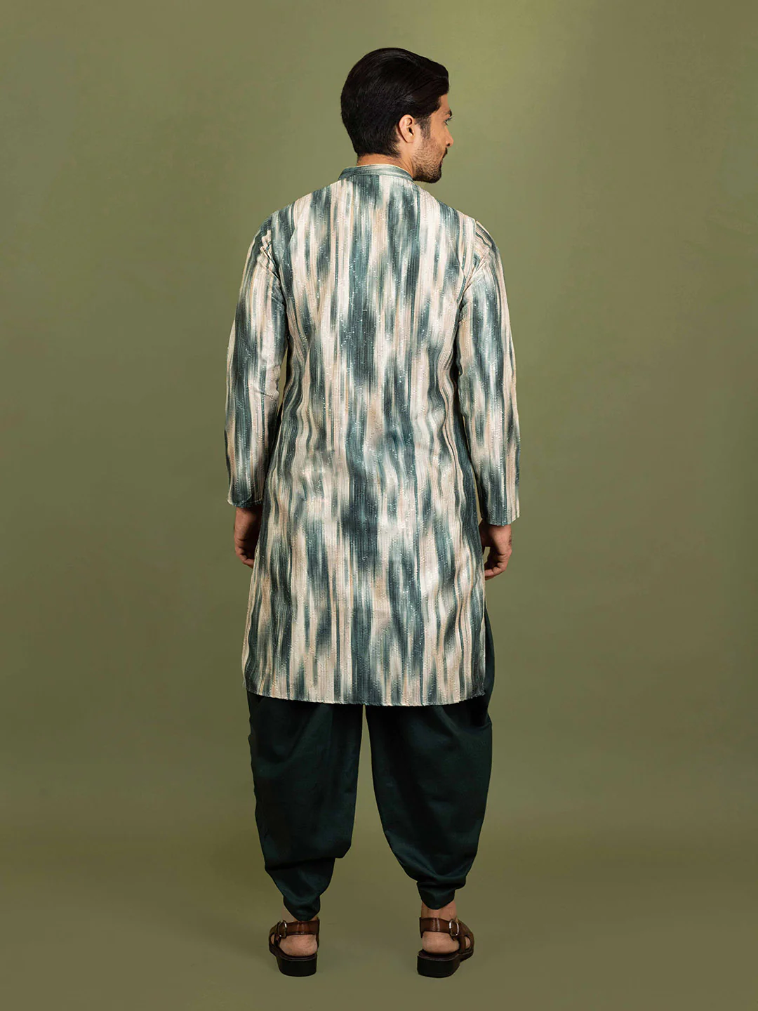 Men Green Kurta Dhoti Set - Image 4