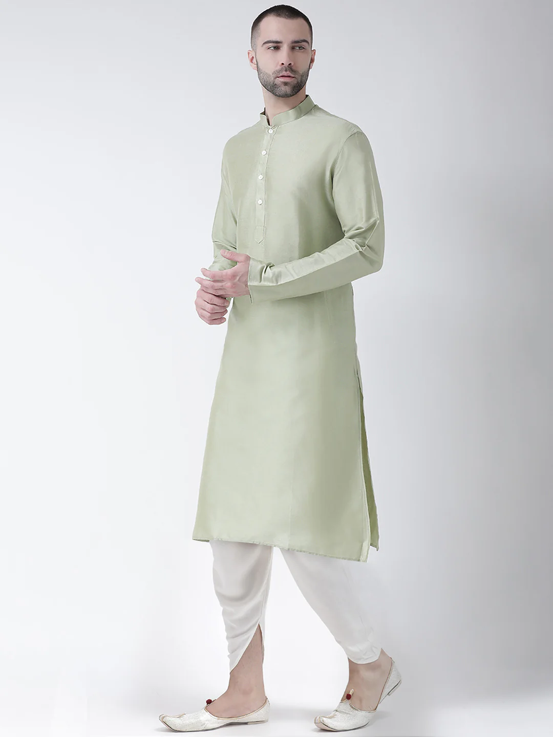 Men Green Kurta Harem Set - Image 2