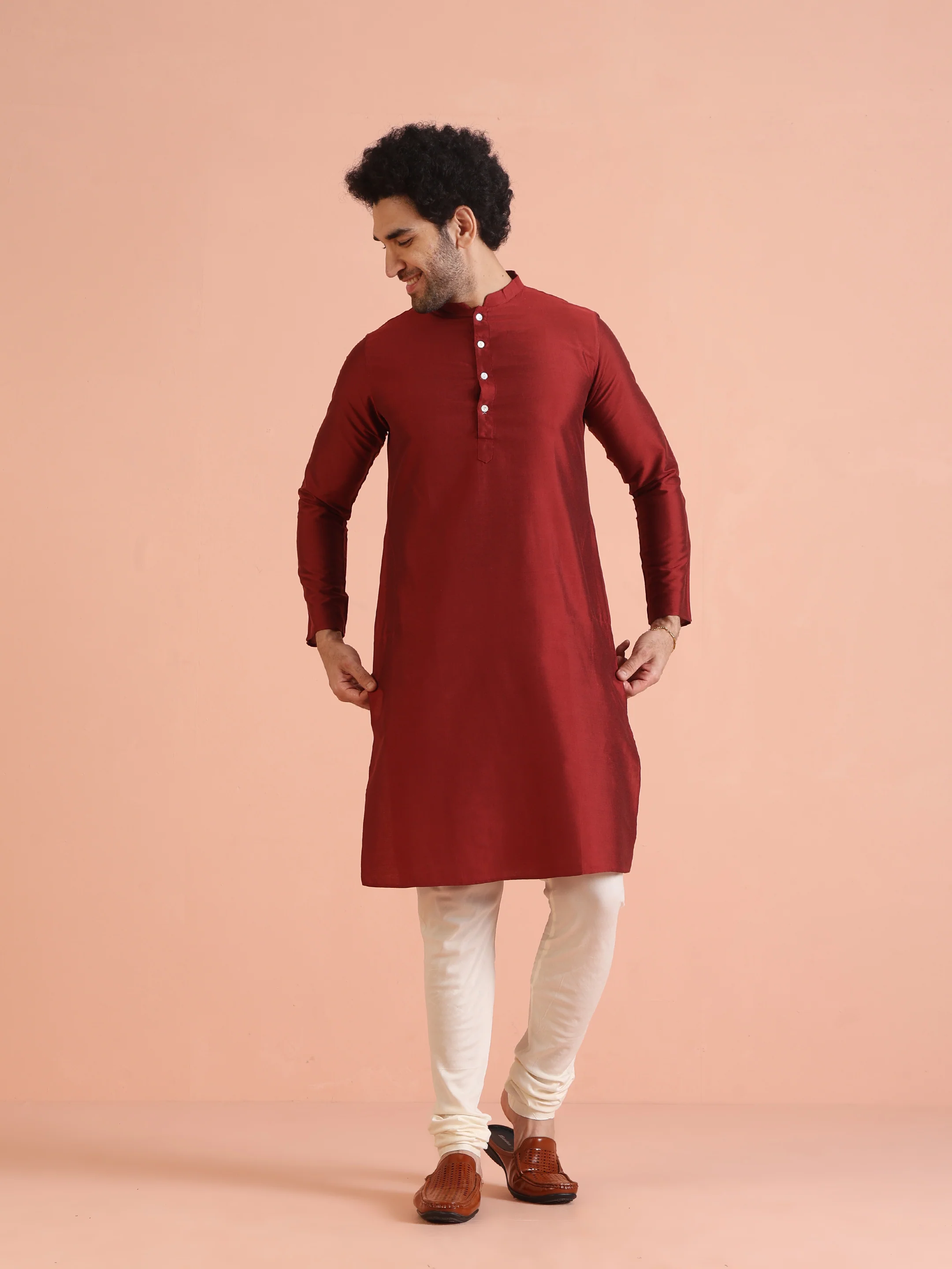 Multi-Coloured Cotton Floral Nehru Jacket Kurta Set - Image 6