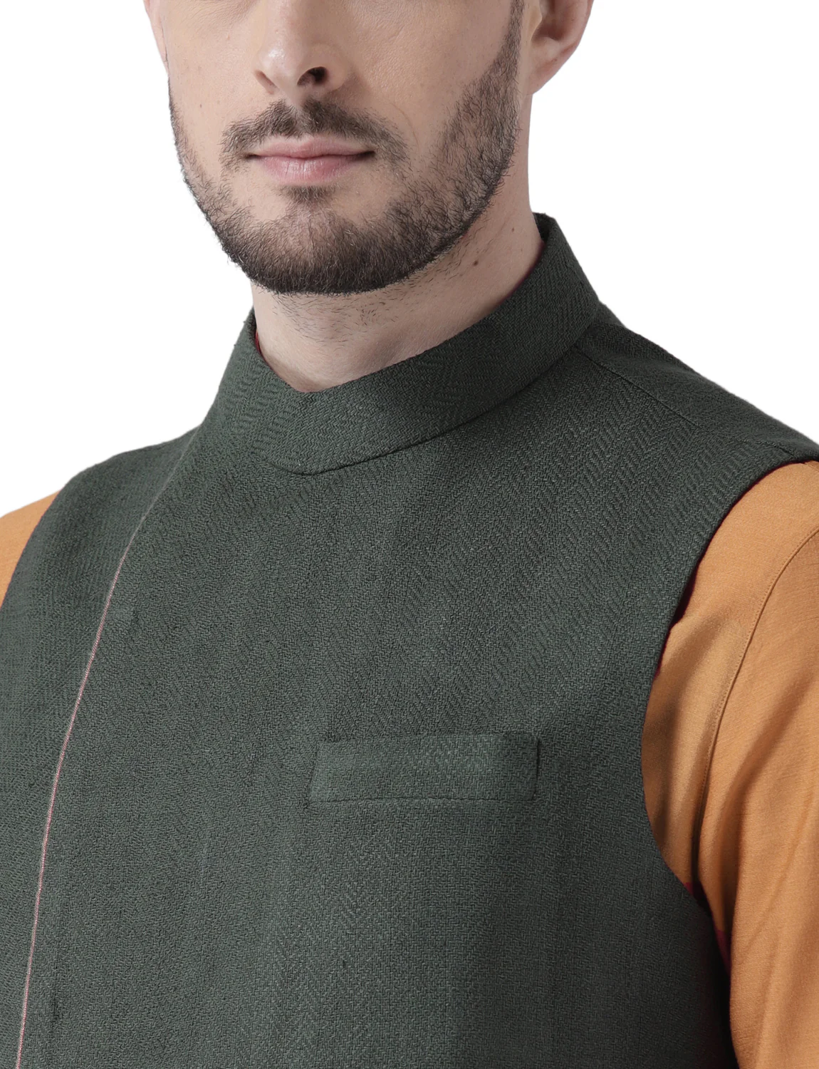 Kisah Men Green Kurta Jacket Dhoti Set - Image 4