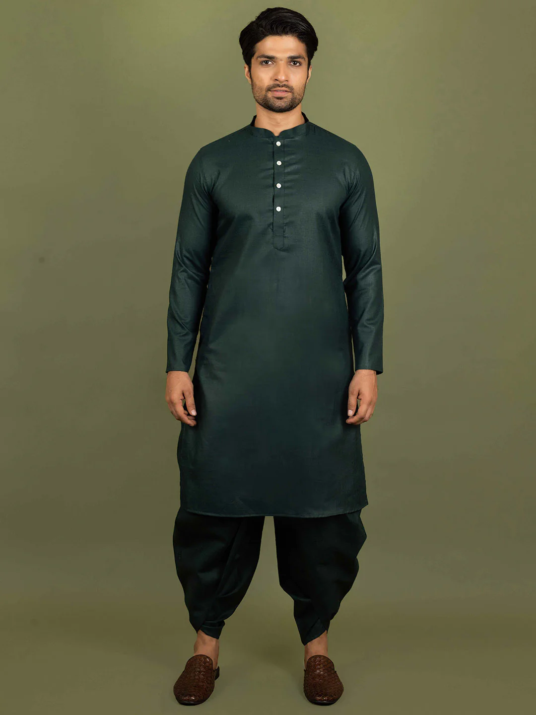 Kisah Men Green Kurta Jacket Dhoti Set - Image 5