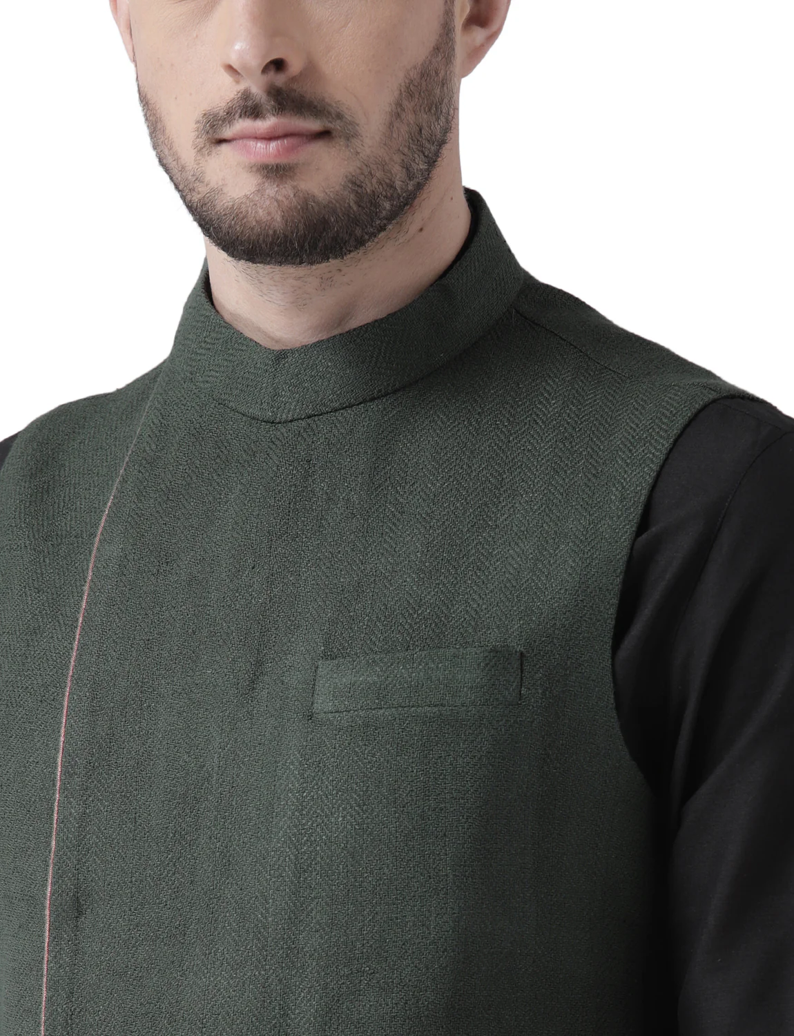 Kisah Men Green Kurta Jacket Patiala Set - Image 4
