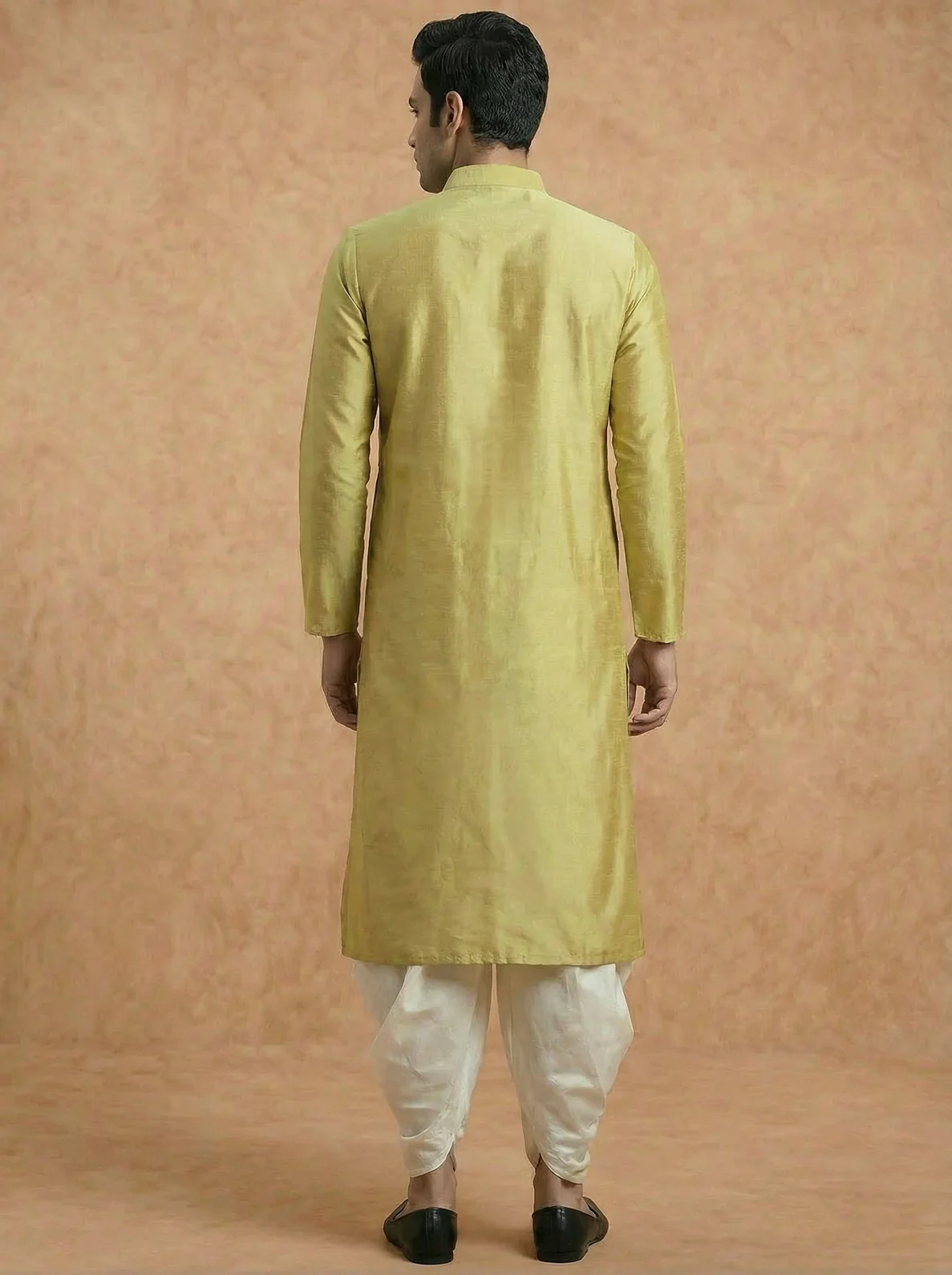 Lime Green Solid Plain Kurta - Image 4