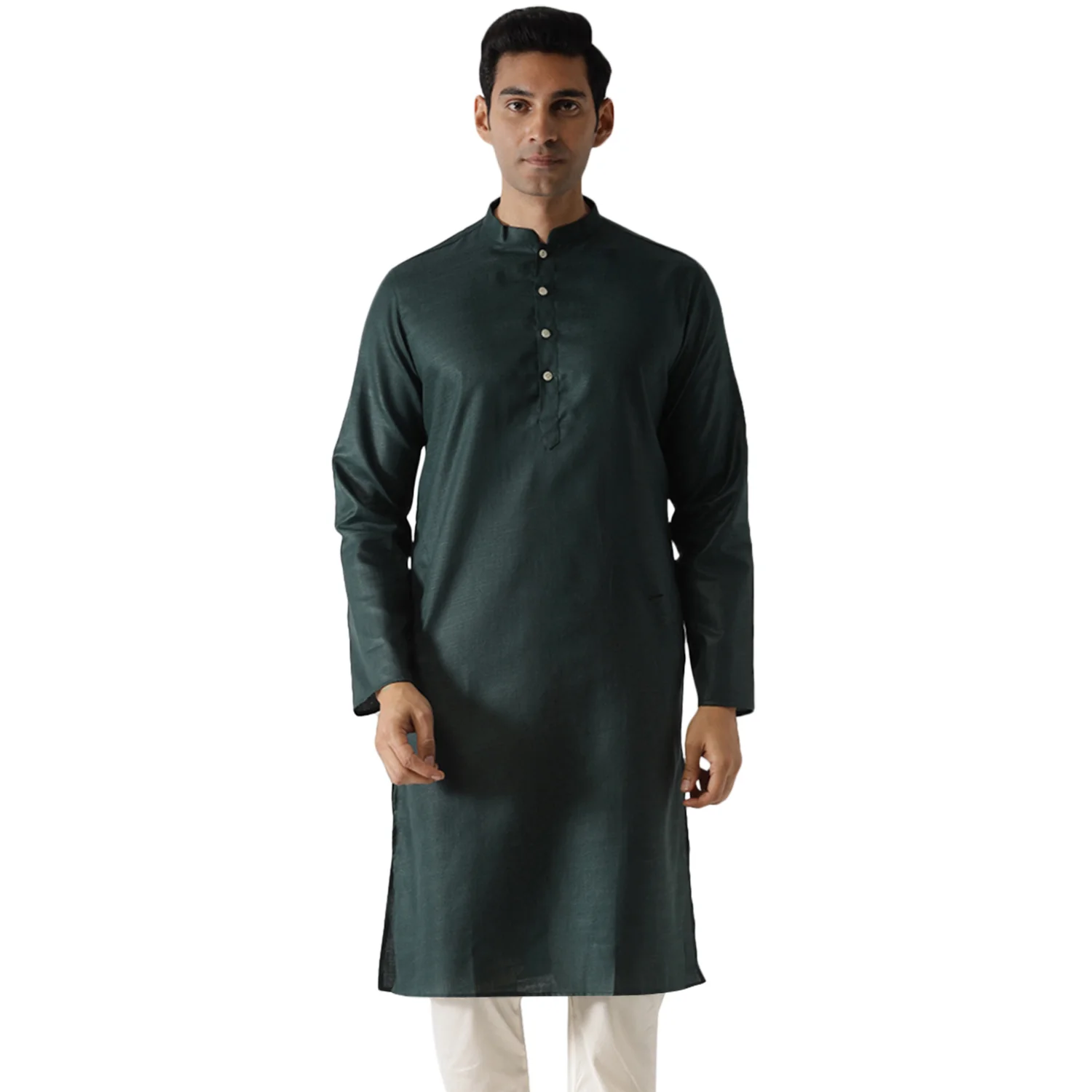 Men Green Solid Dyed Kurta