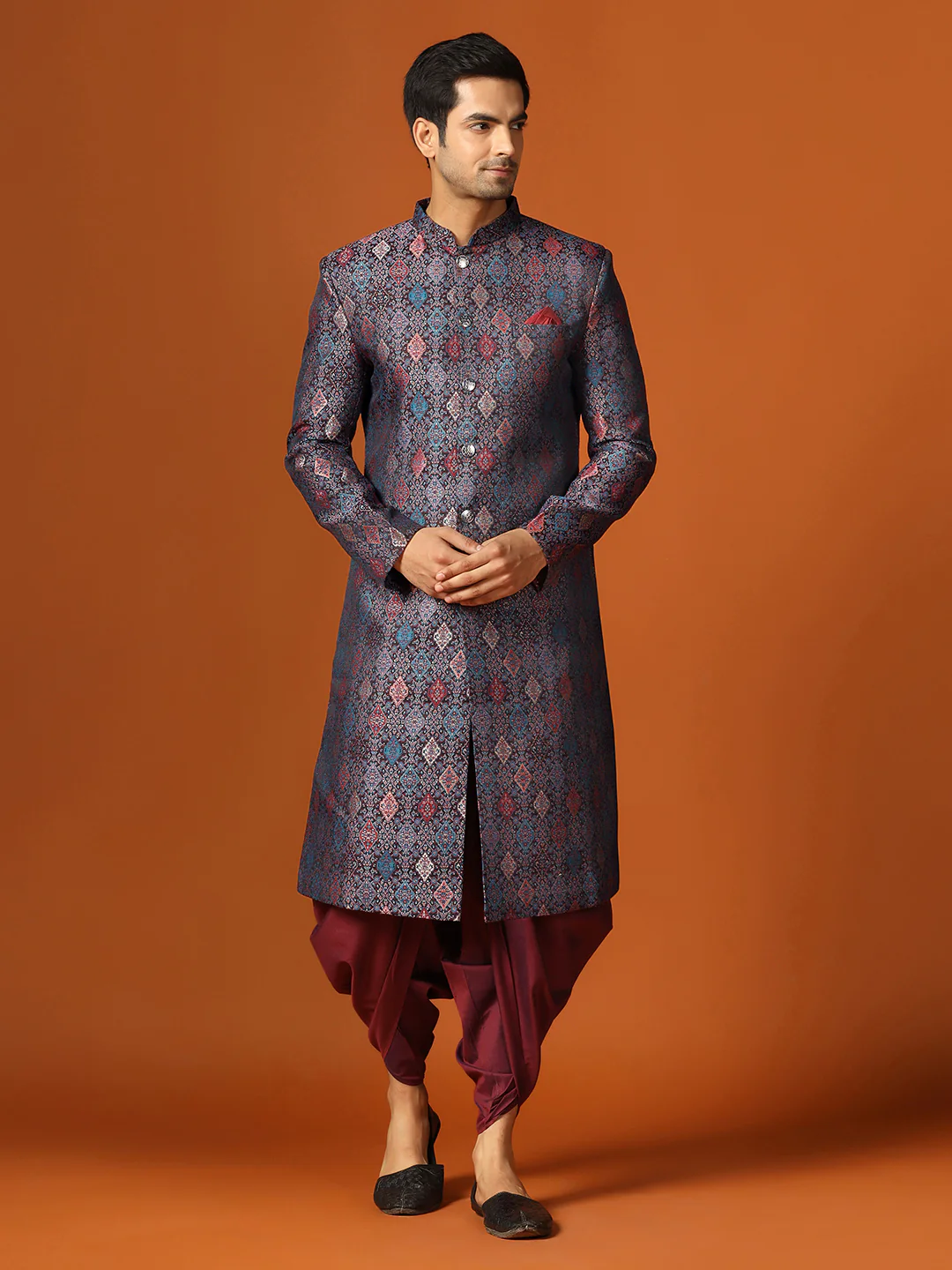 Men Green Sherwani Dhoti Set