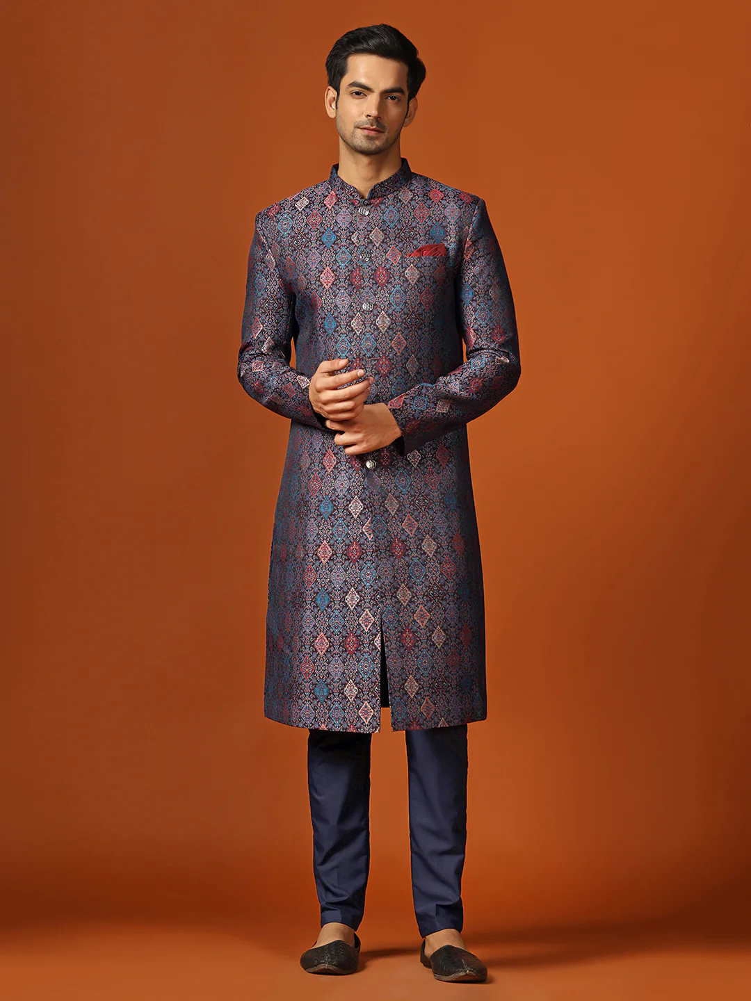 Men Green Sherwani Trouser Set