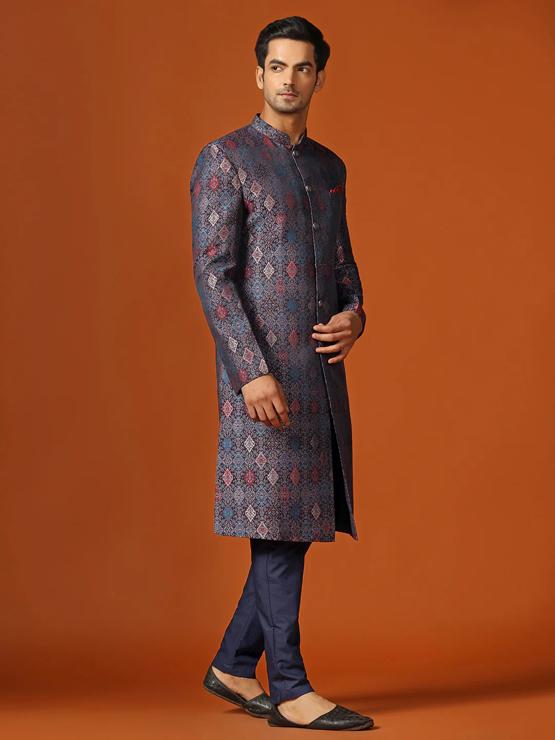 Men Green Sherwani Trouser Set - Image 2