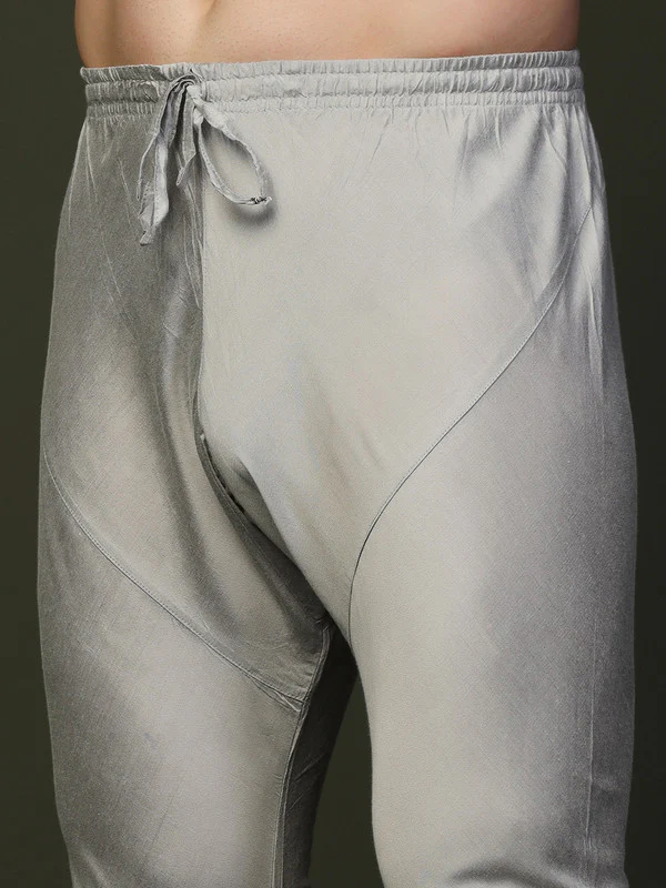 Grey Art Silk Solid Churidar - Image 5