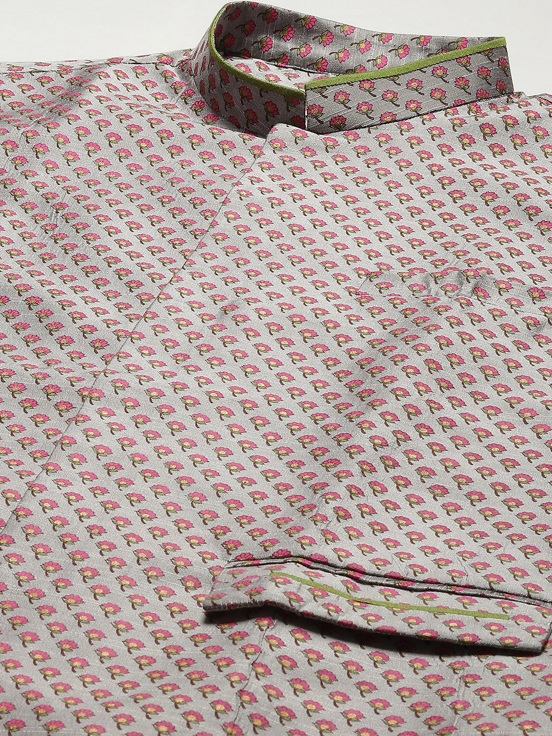 Men Grey Kurta Jacket Set - Image 4