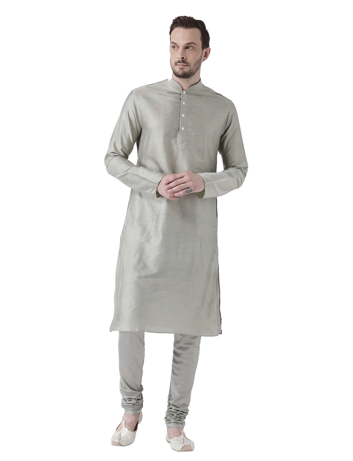 Silver Grey Solid Plain Kurta