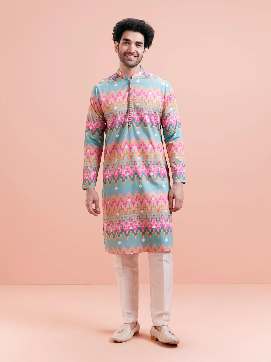 Multicolor Zigzag Kurta Trouser Set - Image 8