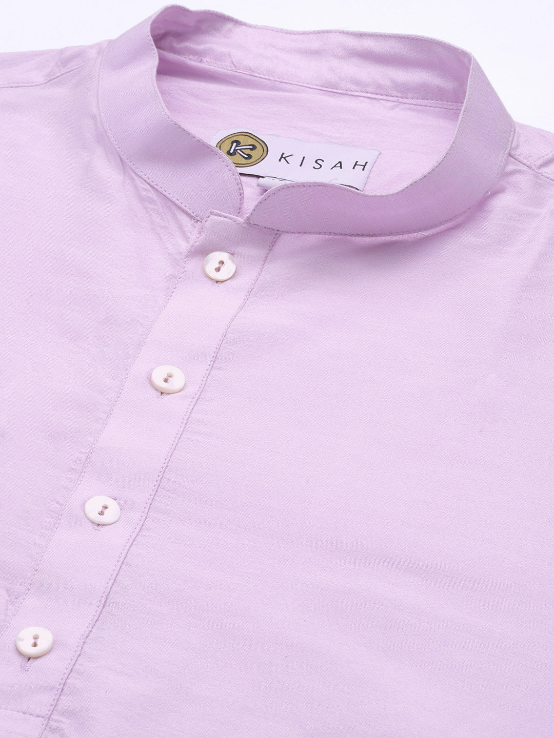 Men Lavender Solid Dyed Kurta - Image 5
