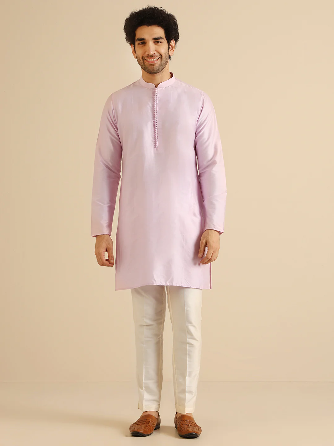 Men Lavender Kurta Trouser Set