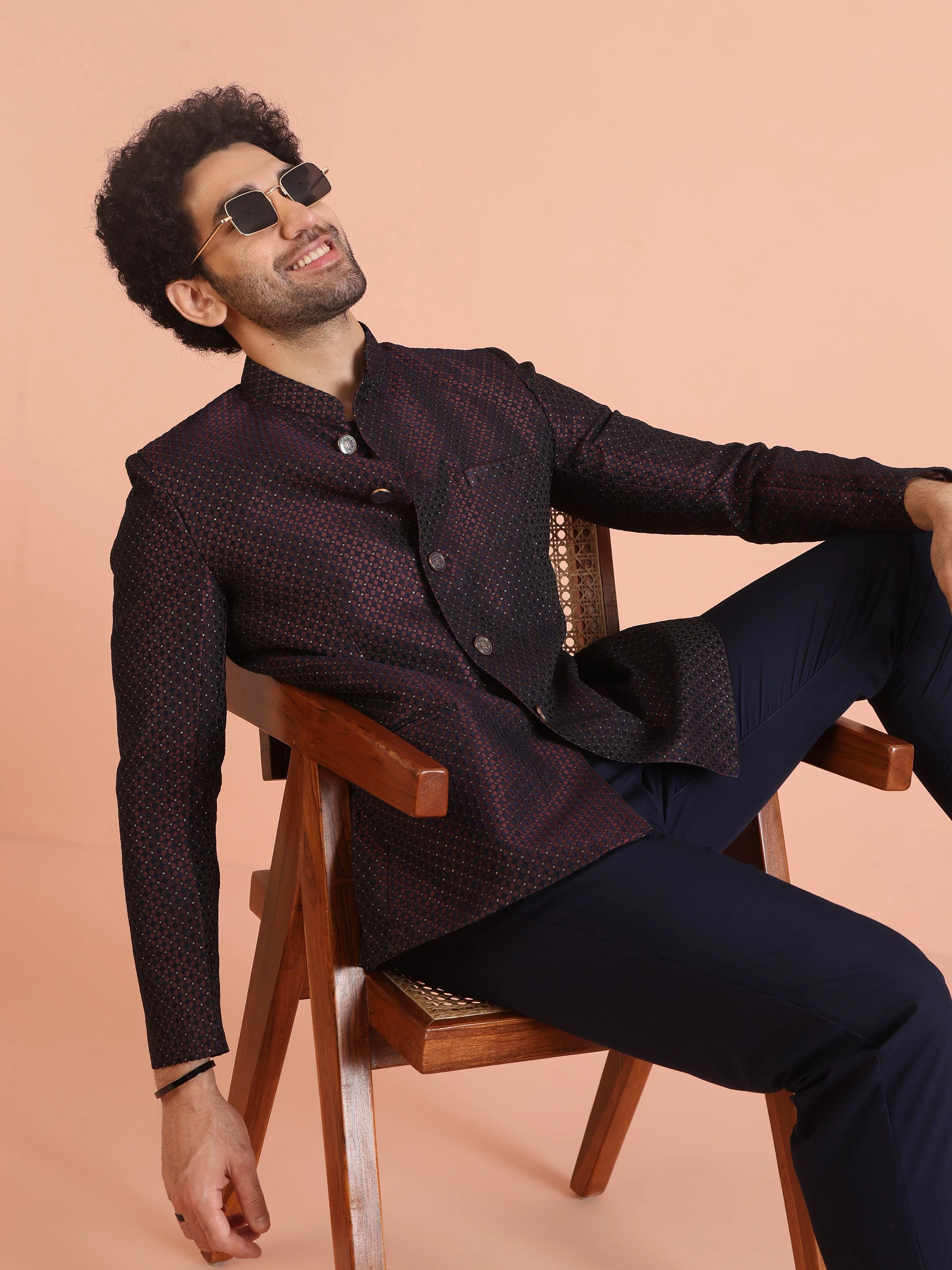 Maroon Silk Blend Textured Jodhpuri Bandhgala - Image 23