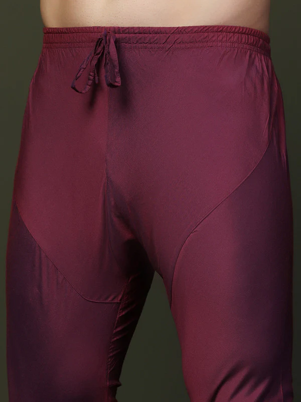 Maroon Silk Blend Solid Churidar - Image 5