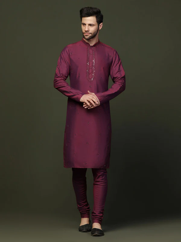 Maroon Silk Blend Solid Churidar - Image 6