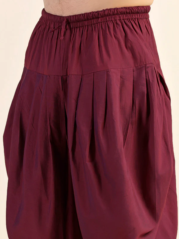 Men Magenta Kurta Dhoti Set - Image 6