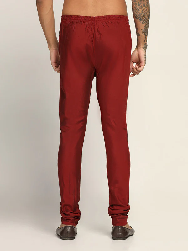 Maroon Art Silk Solid Churidar Bottomwear - Image 4