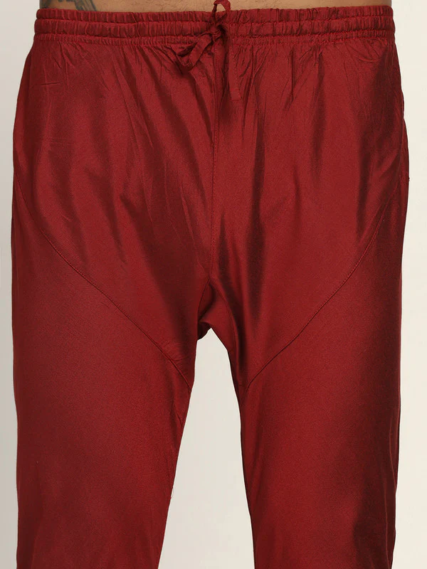 Maroon Art Silk Solid Churidar Bottomwear - Image 5