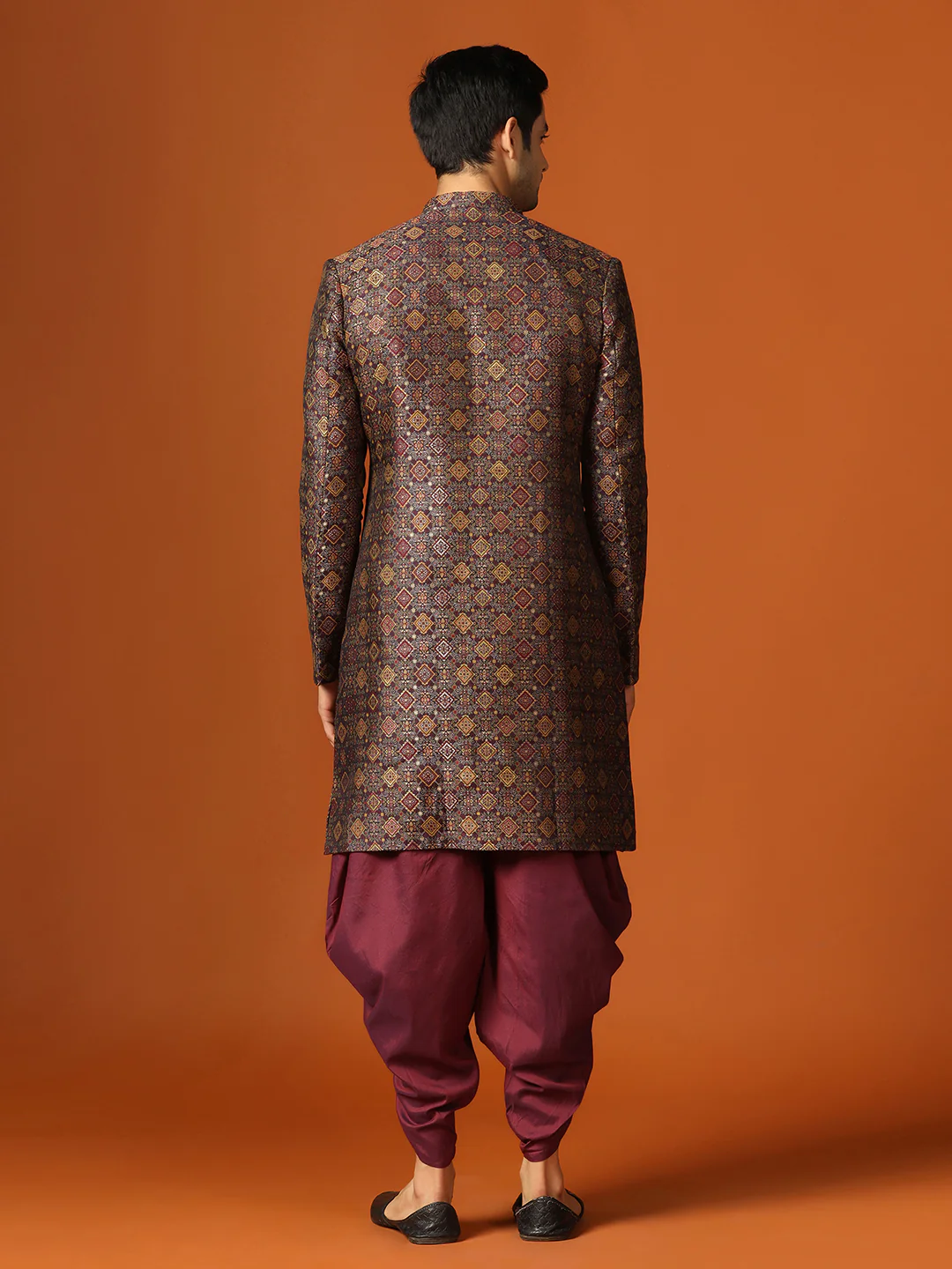 Men Maroon Indowestern Dhoti Pant Set - Image 4
