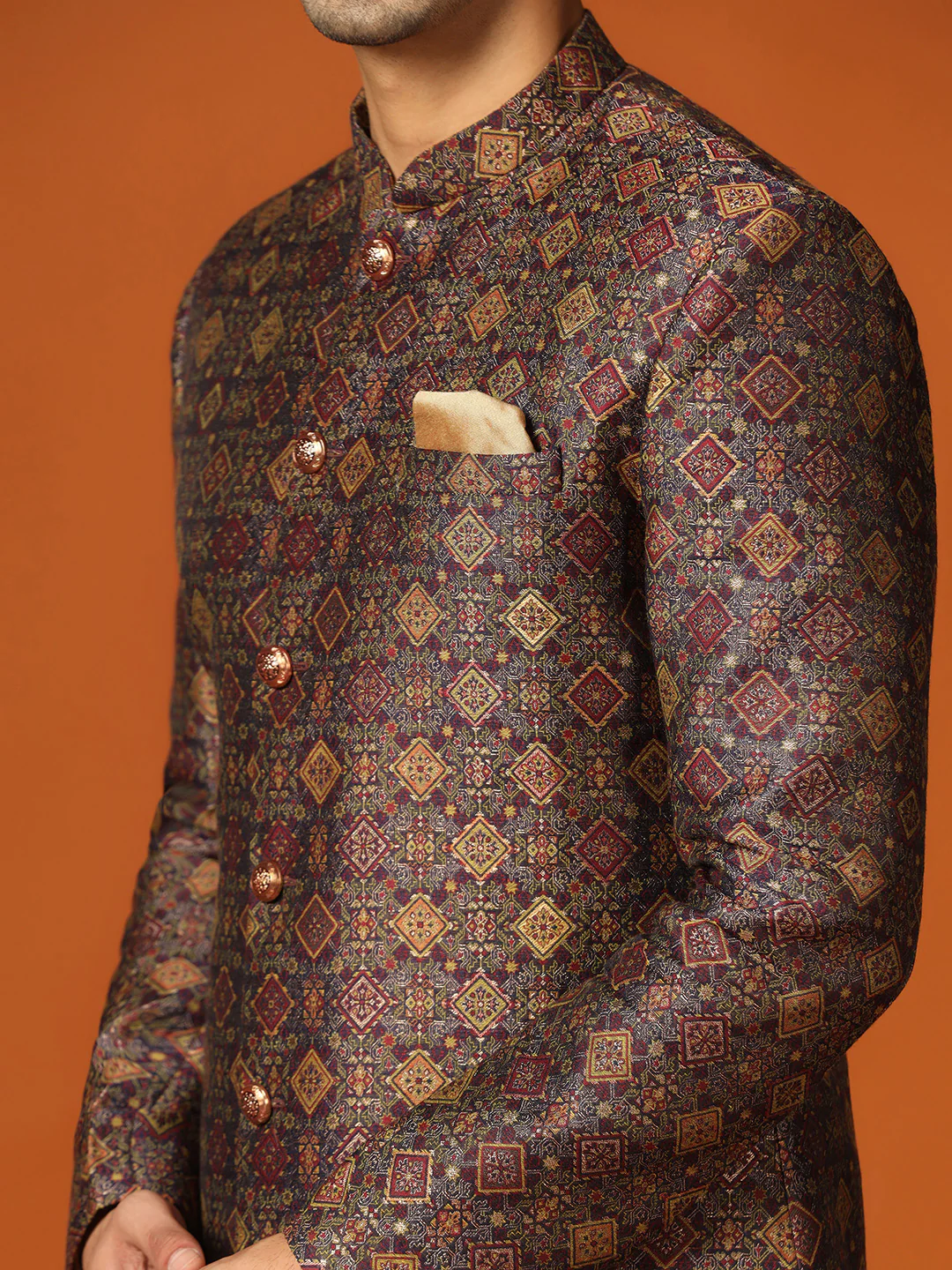 Men Maroon Indowestern Dhoti Pant Set - Image 5