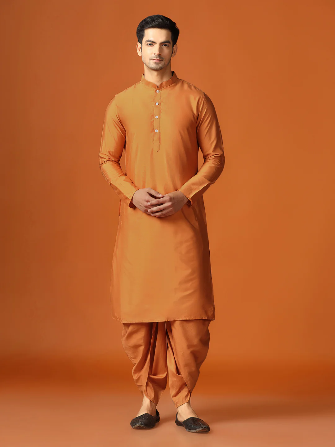 Men Maroon Kurta Indowestern Dhoti Pant Set - Image 6