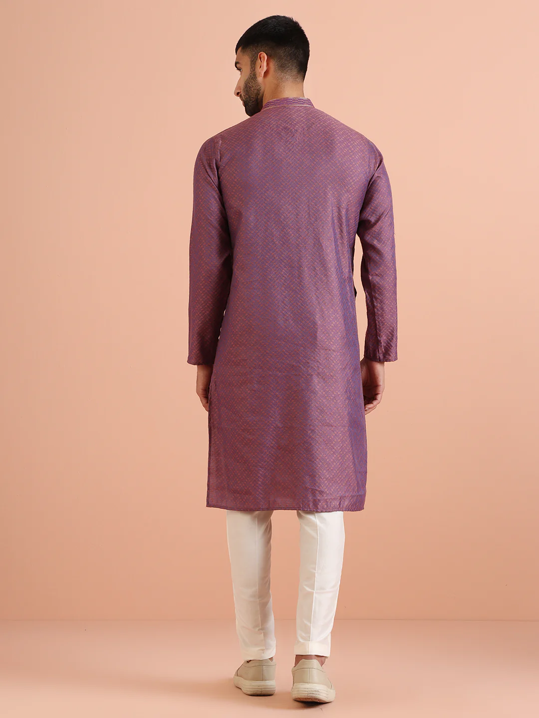 Men Mauve Kurta Trouser Set - Image 5