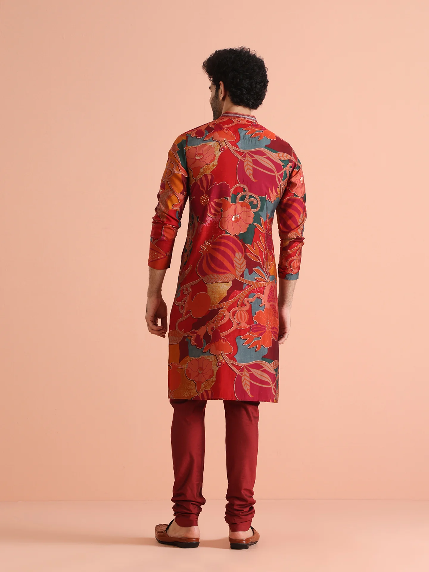 Multi-Color Printed Kurta with Maroon Churidar - Image 4