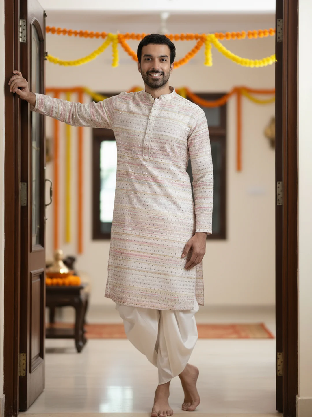 Men Multi Kurta Dhoti Set