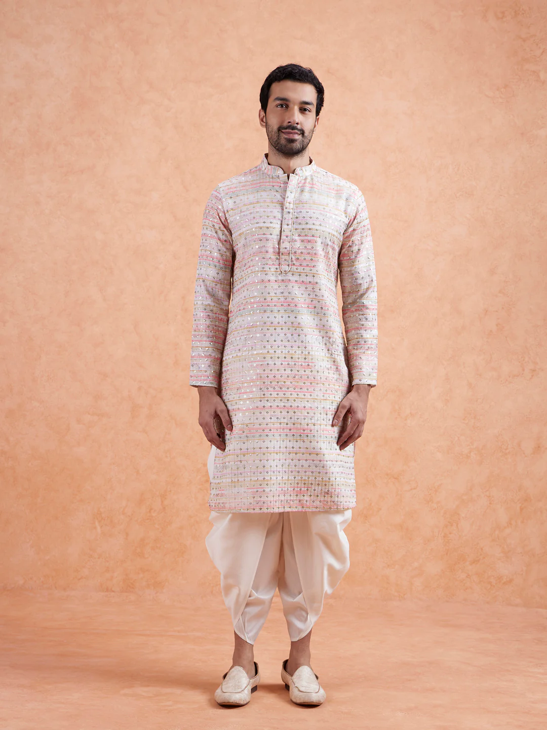 Men Multi Kurta Dhoti Set - Image 2