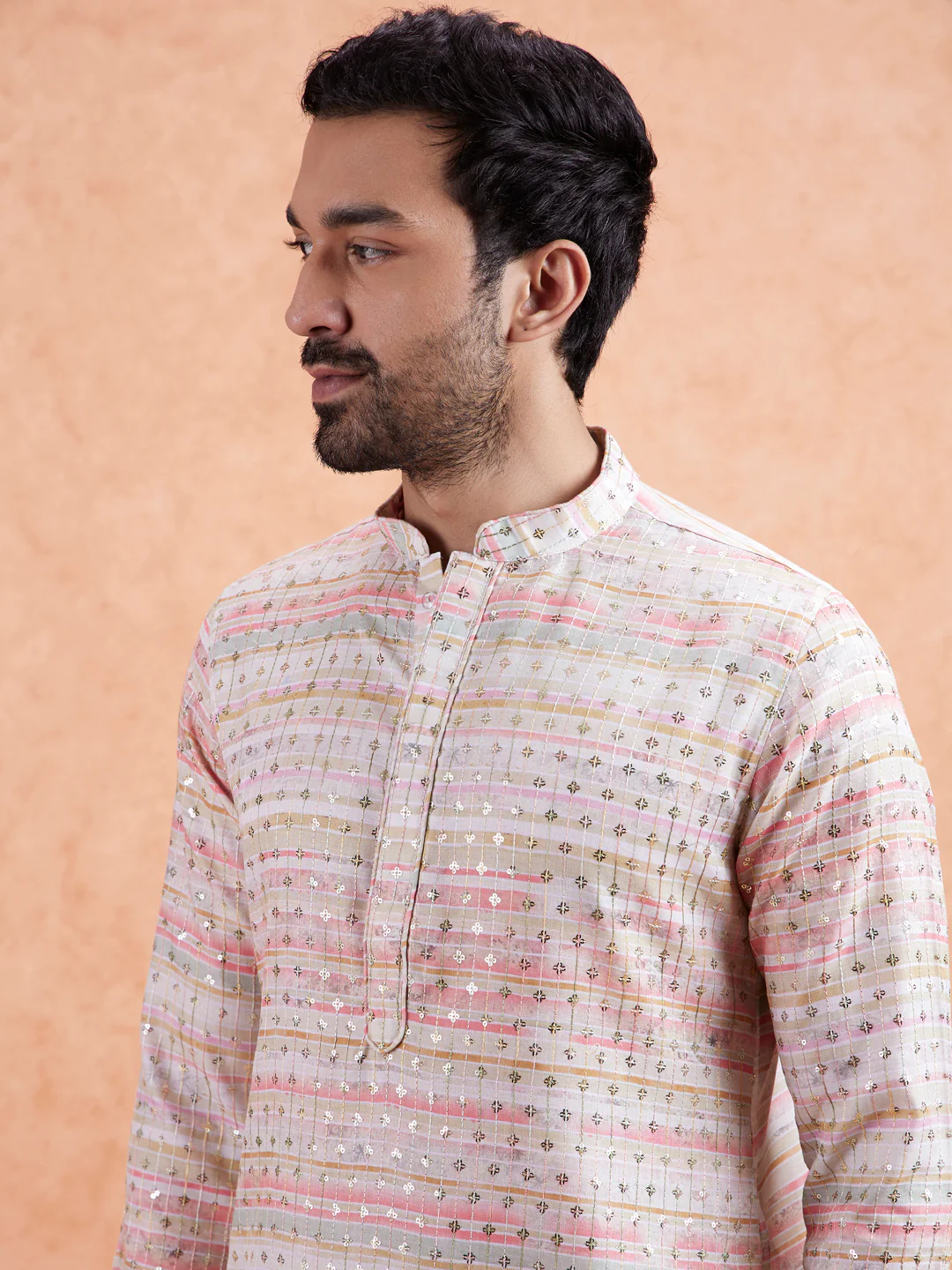 Men Multi Kurta Dhoti Set - Image 6