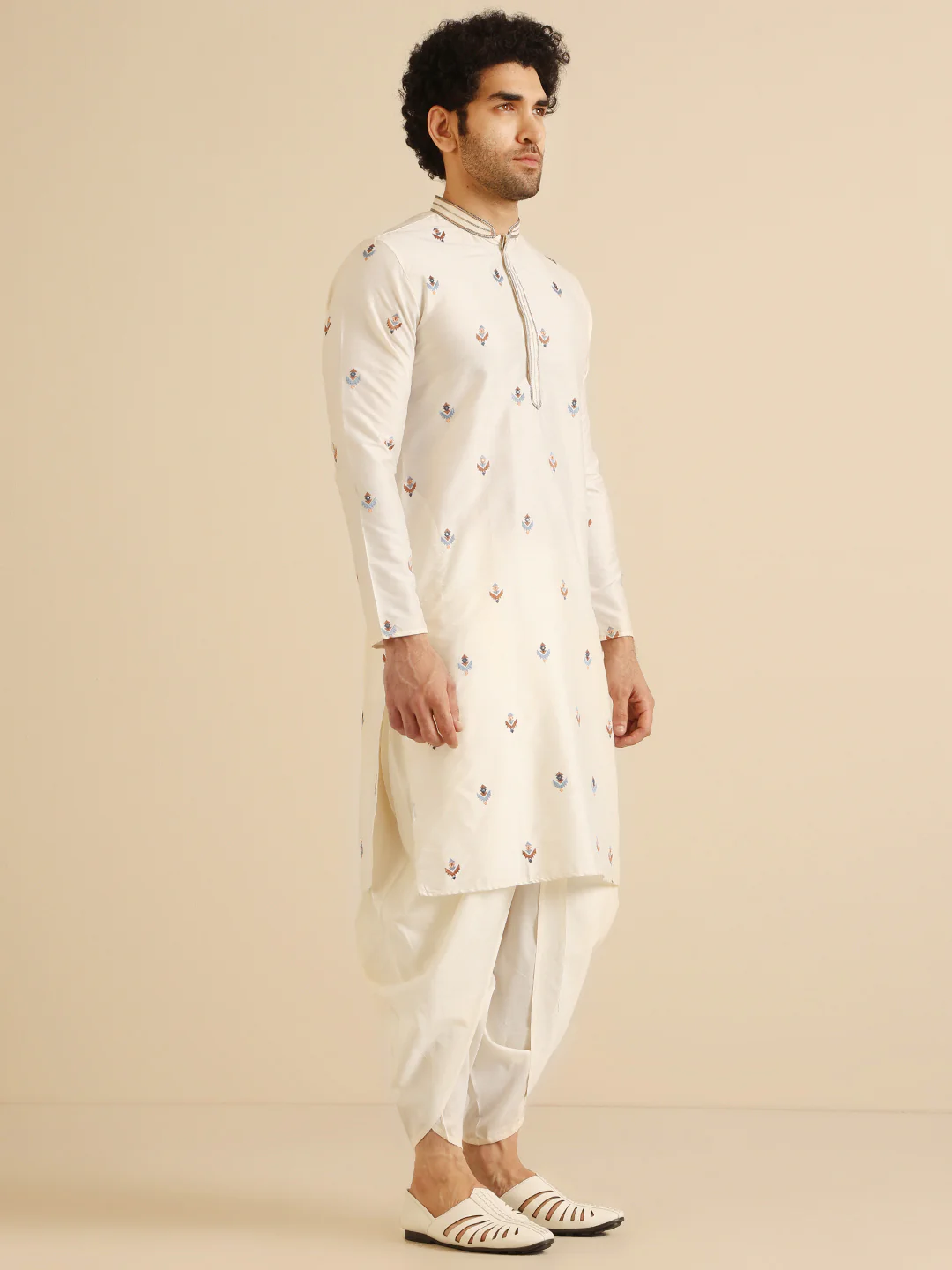 Men Multi Kurta Dhoti Set - Image 3