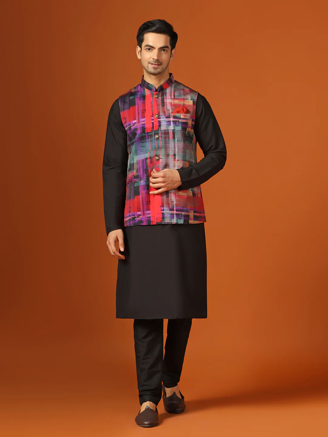 Kisah Men Multi Kurta Jacket Churidar Set