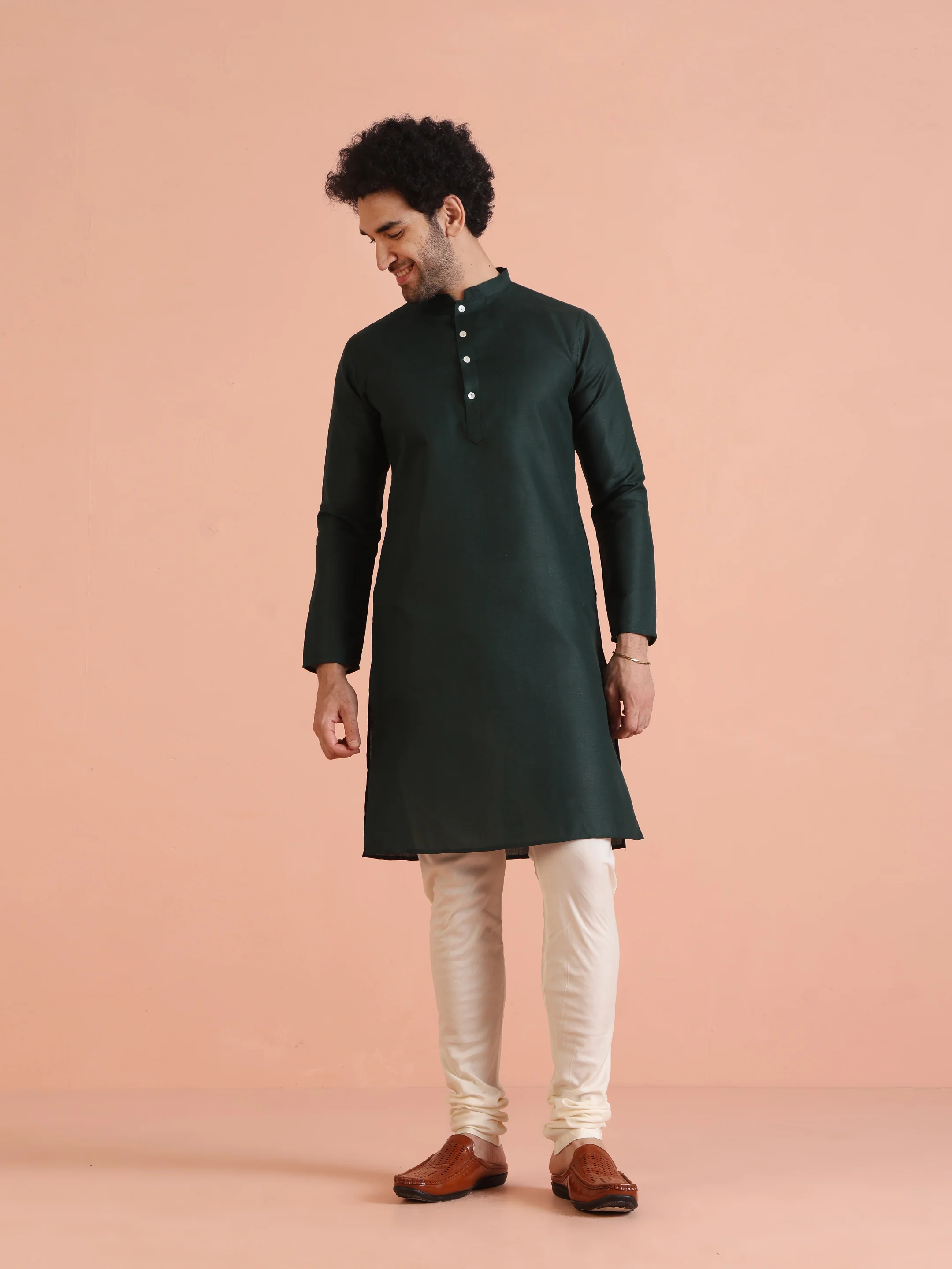 Multi Cotton Printed Jacket Kurta Churidar Set - Image 7
