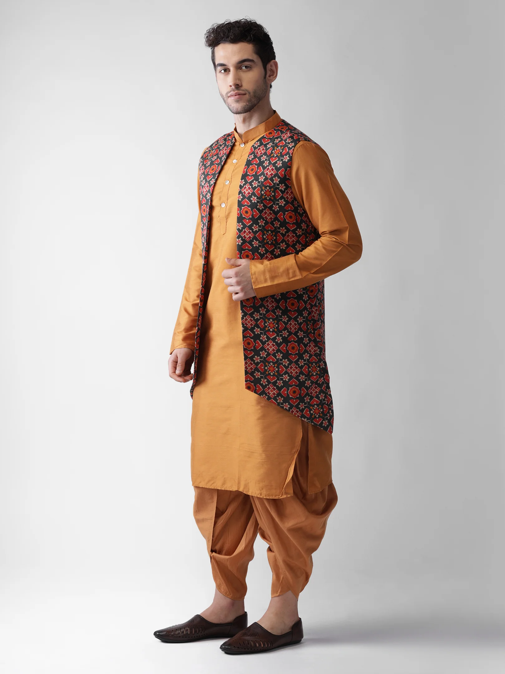 Men Multi Kurta Jacket Dhoti  Set - Image 2