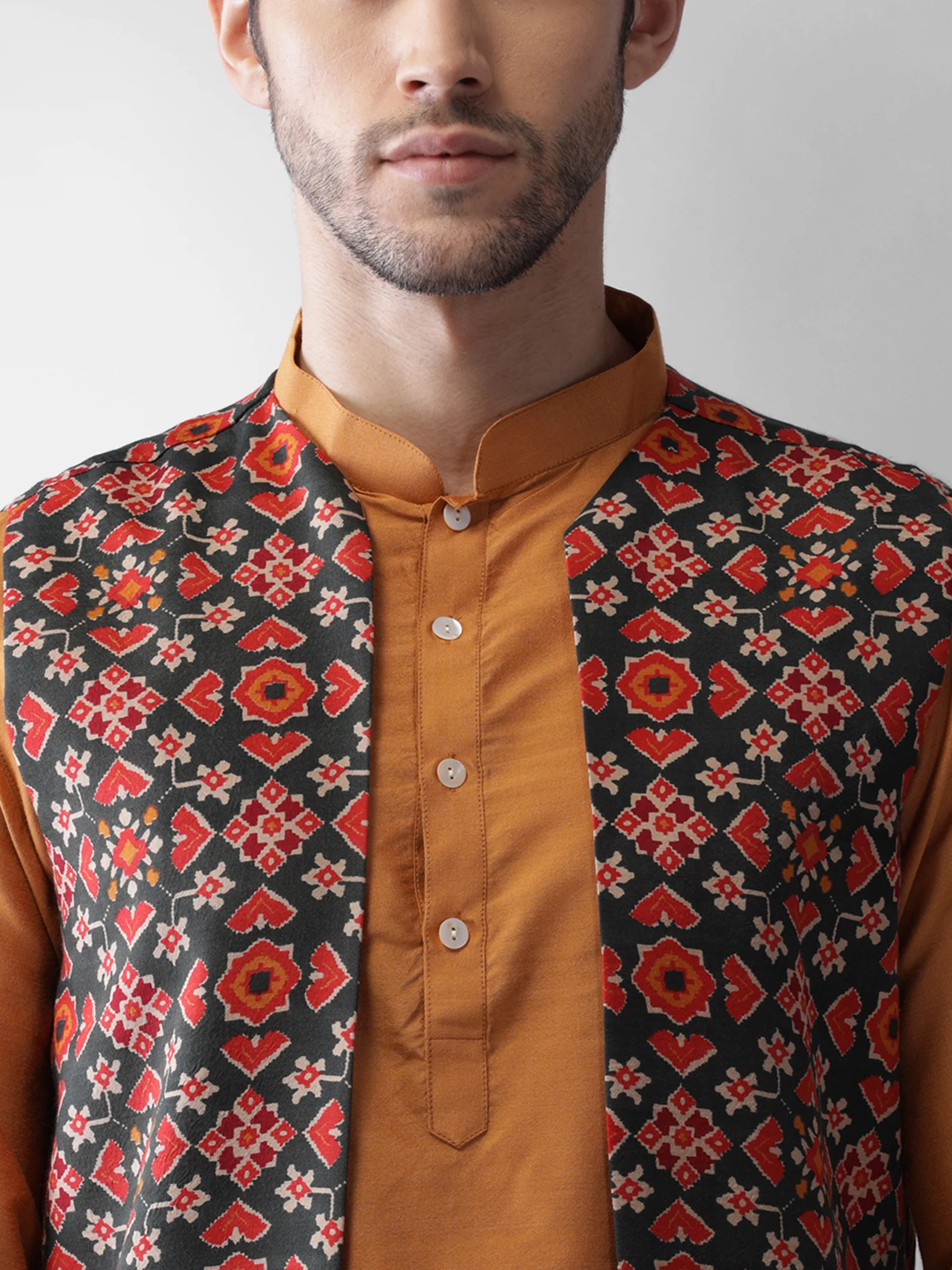 Men Multi Kurta Jacket Dhoti  Set - Image 6