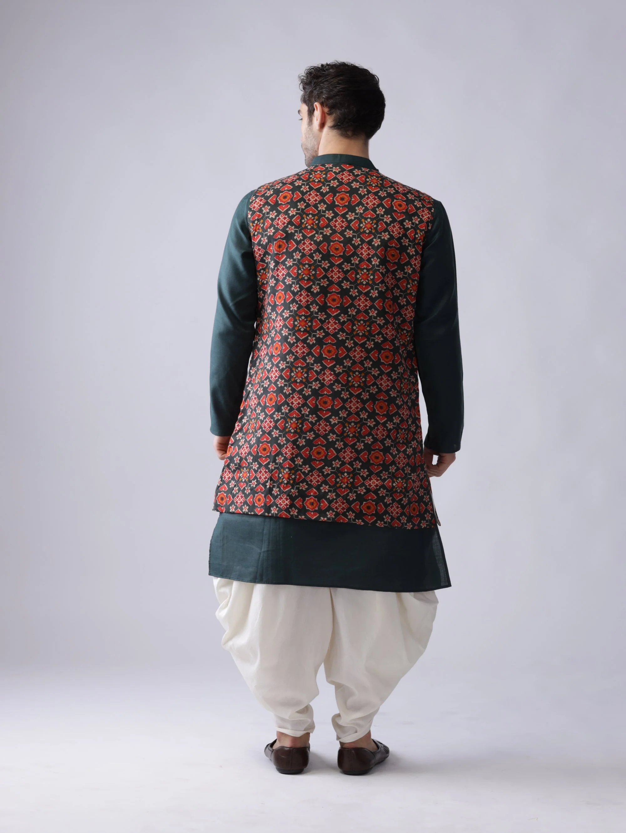 Men Multi Kurta Jacket Dhoti  Set - Image 4